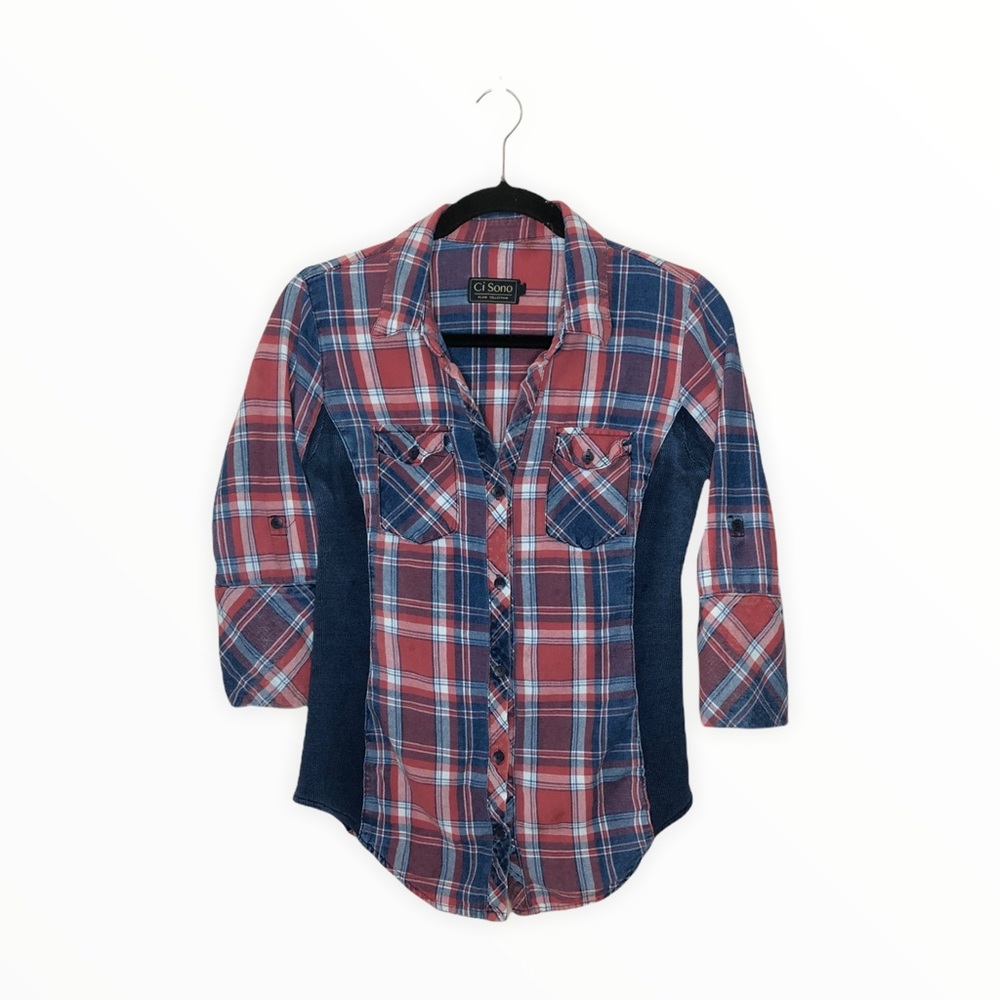Ci Sono Plaid Collection Red Blue Plaid Flannel